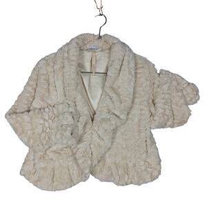 Swan Collection Plush Blazer Size Large Beige Satin Lined Collared Super Soft